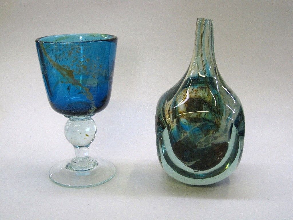 Appraisal: Mdina glass goblet and vase