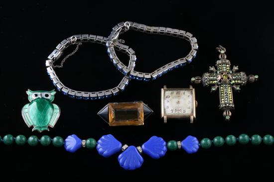 Appraisal: SEVEN PIECES VINTAGE JEWELRY Including Wiener Werkstatte metal and bakelite