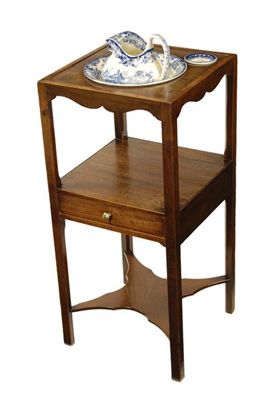 Appraisal: A late George III mahogany square washstand the pierced top