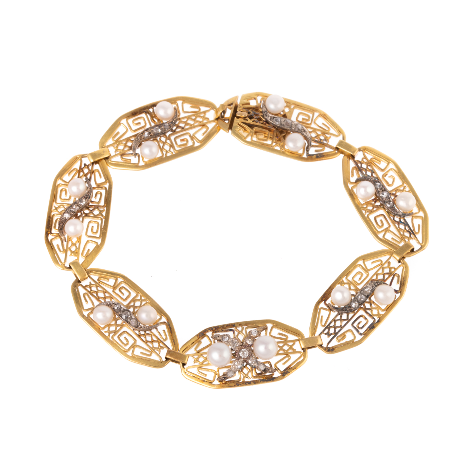 Appraisal: A FRENCH ANTIQUE K ROSE CUT DIAMOND BRACELET French K