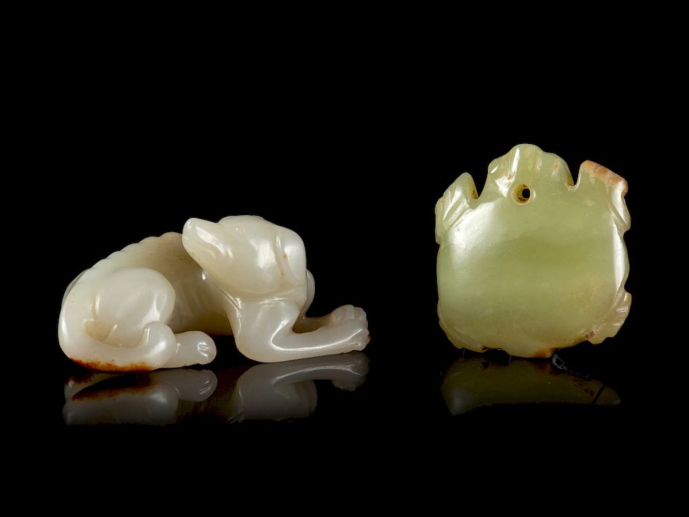 Appraisal: Two Jade Carvings of Animals Widest width in cm Two