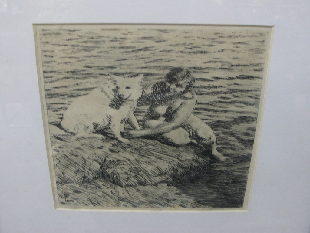 Appraisal: ANDERS ZORN Nude girl and dog on a Rock print