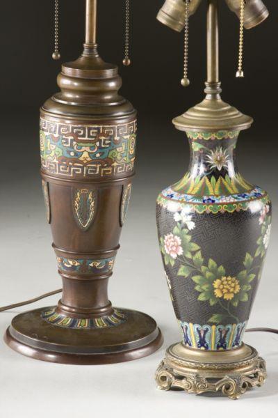 Appraisal: Two Asian Table Lamps the first a champleve design on