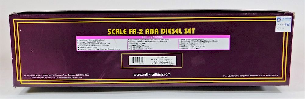 Appraisal: MTH Union Pacific FA- ABA Diesel Engine Train Set United