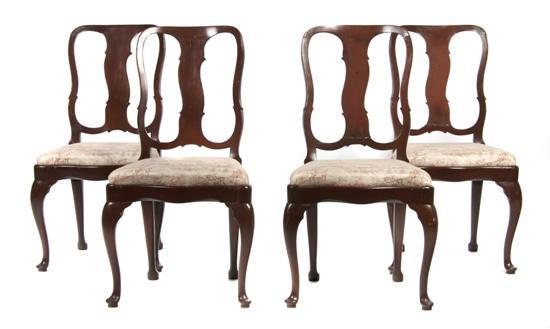 Appraisal: Set of Four Queen Anne Style Painted Side Chairs Nuttall