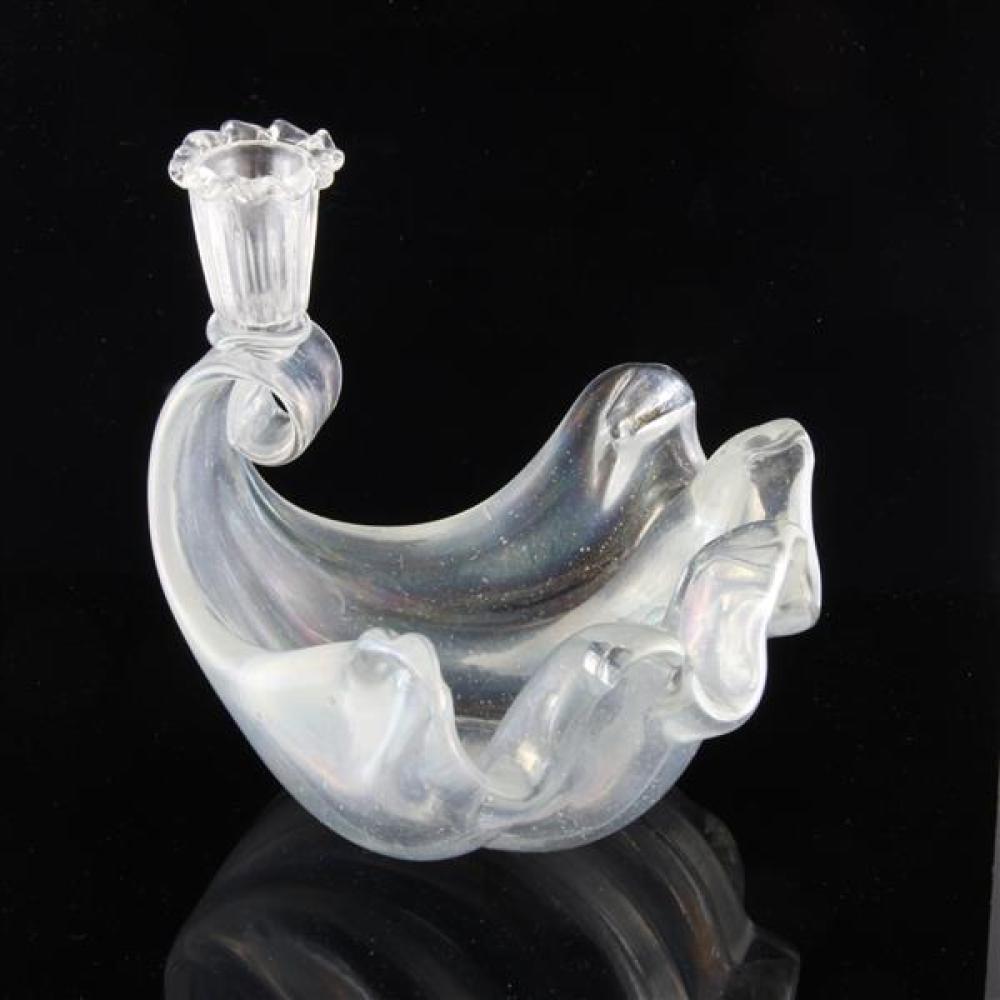 Appraisal: BAROVIER TOSO IRIDATO SHELL FORM CANDLEHOLDER Barovier Toso iridato shell