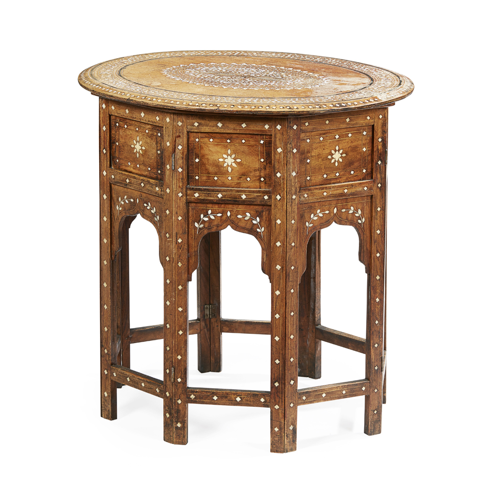 Appraisal: YMIDDLE EASTERN HARDWOOD EBONY AND IVORY INLAID OCCASIONAL TABLE EARLY