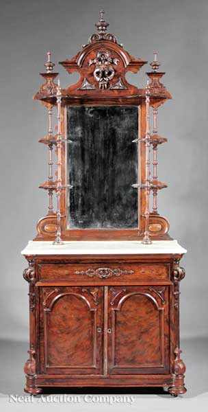 Appraisal: An American Renaissance Carved Rosewood tag re Cabinet c New