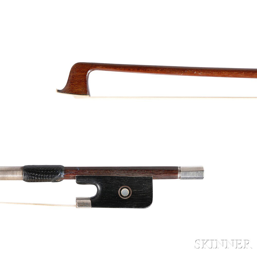 Appraisal: Silver-mounted Violin Bow the round stick unstamped weight grams Estimate