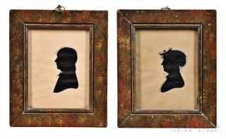 Appraisal: Pair of Hollow-cut Silhouette Portraits of a Man and a