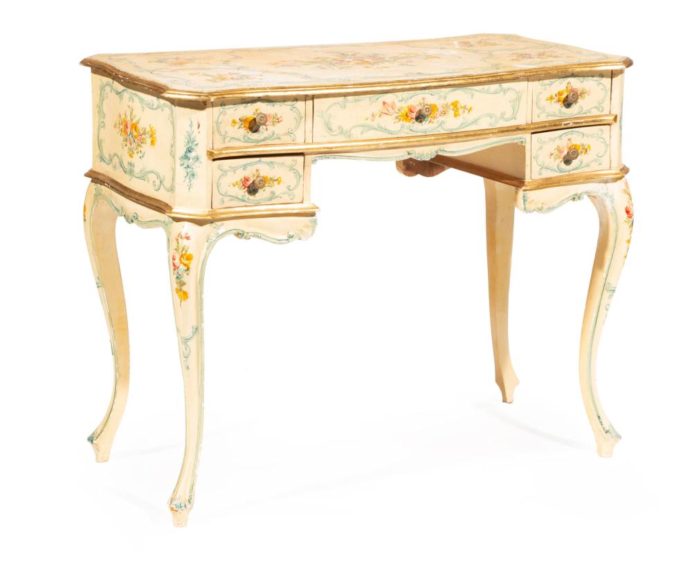 Appraisal: Antique Louis XV-Style Polychrome Painted and Parcel Gilt Lady's Writing