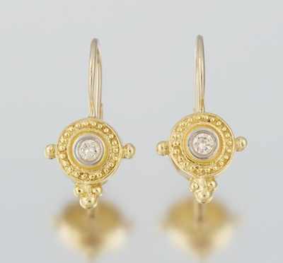 Appraisal: A Pair of Diamond Earrings k yellow gold earrings with