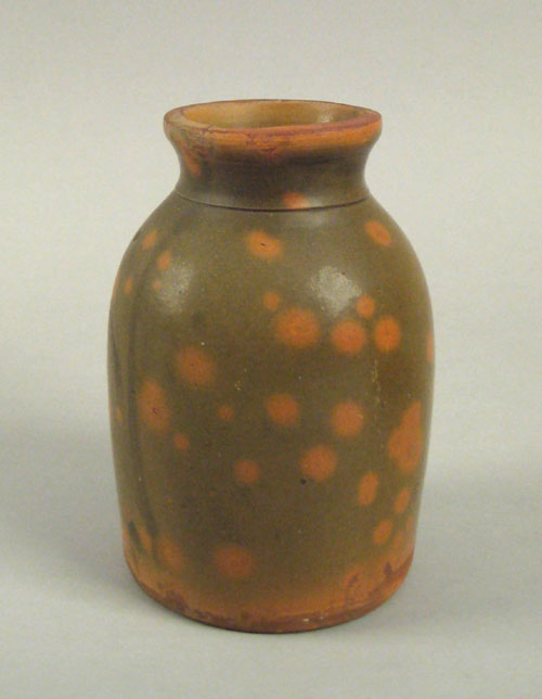 Appraisal: American redware jar th c with orange and green glaze