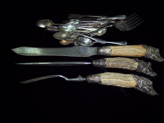 Appraisal: A carving fork and steel with bone handles and sundry