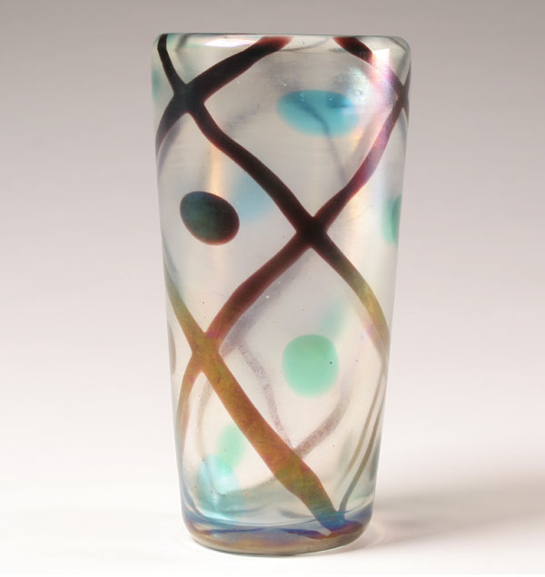 Appraisal: I V R Mazzega Iridato glass vase designed by Luigi