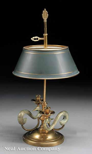 Appraisal: A French Gilt Brass Figural Bouillotte Lamp adjustable t le