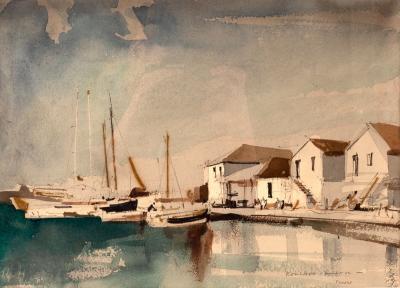 Appraisal: Rowland Hilder - Paxos signed and inscribed watercolour cm x