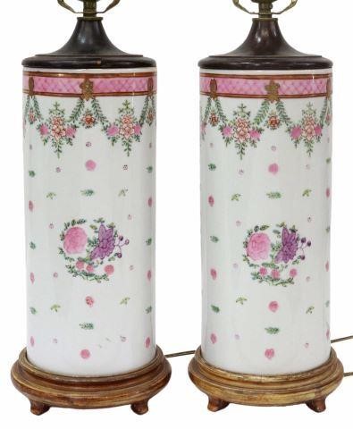 Appraisal: pair Chinese porcelain hat stands now fashioned as table lamps