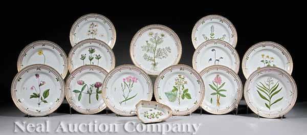 Appraisal: A Royal Copenhagen Flora Danica Porcelain Partial Dessert Service mid-