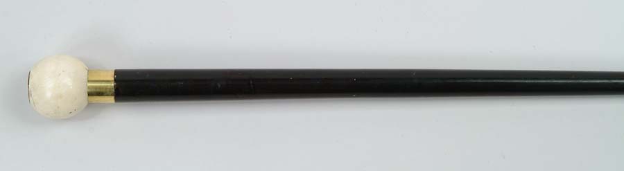 Appraisal: CANE IVORY COMPASS CANE Tapered ebony type shaft with gold