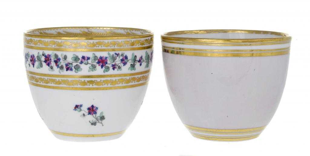 Appraisal: TWO DERBY TEA BOWLS one with pink or 'Bloom' ground