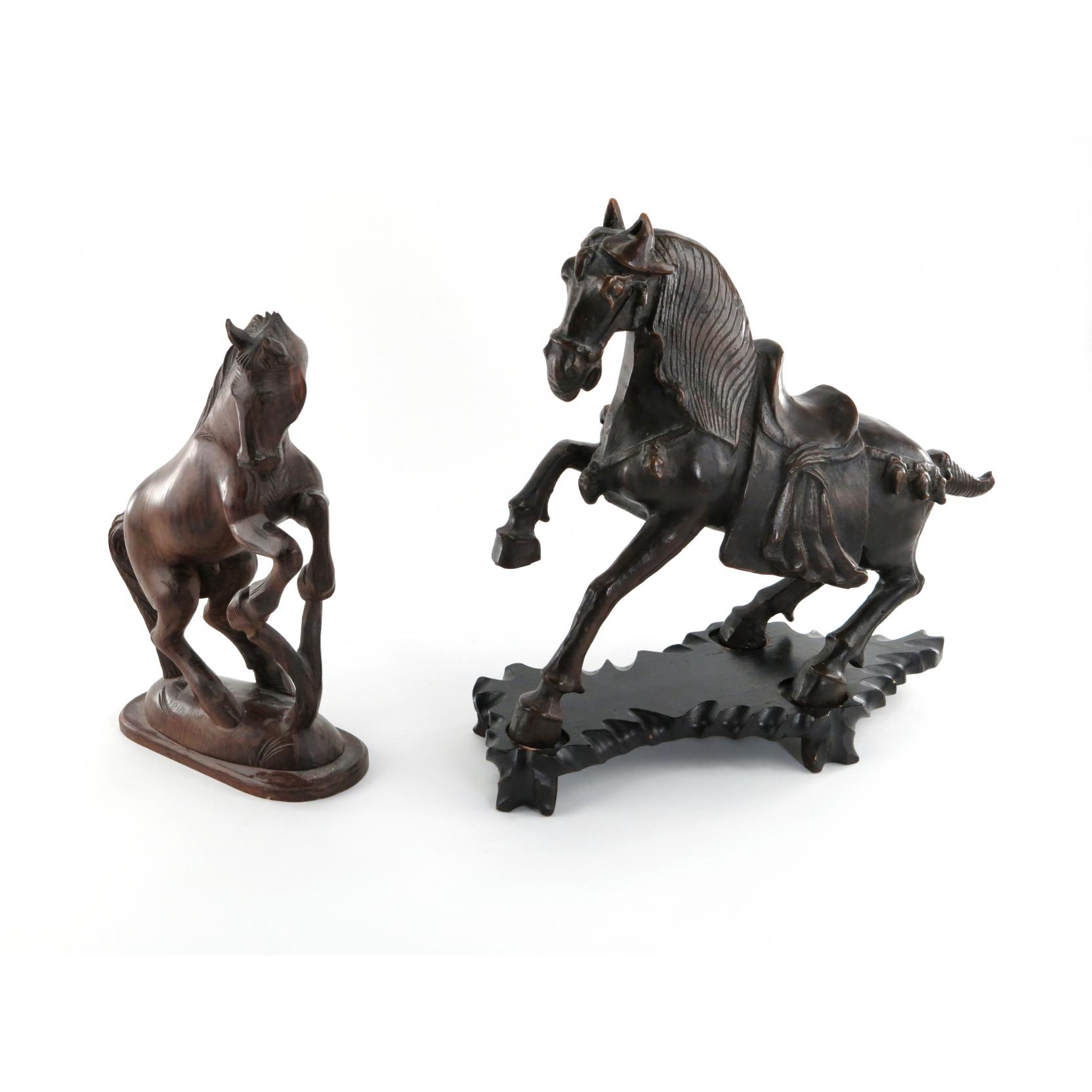 Appraisal: Two Chinese Horses mid th century the larger a resin