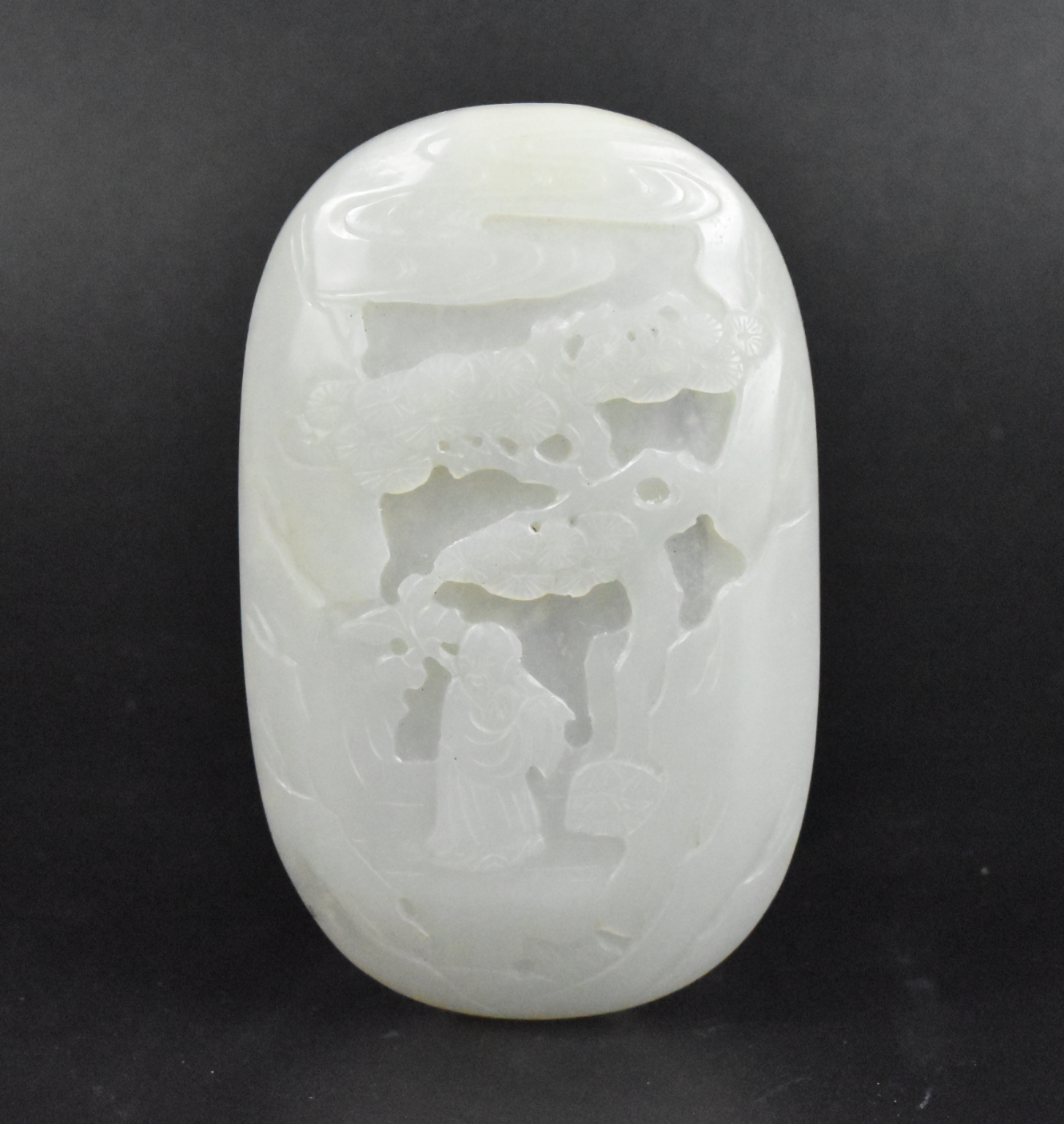 Appraisal: A Chinese white jade carved plaque dating from the Qing