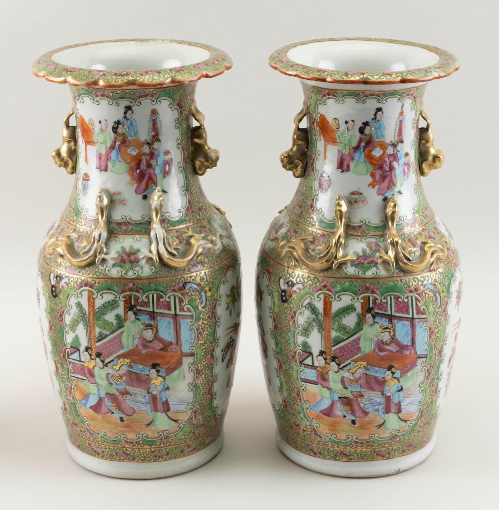 Appraisal: PAIR OF CHINESE EXPORT ROSE MEDALLION PORCELAIN VASES HEIGHTS DIAMETERS