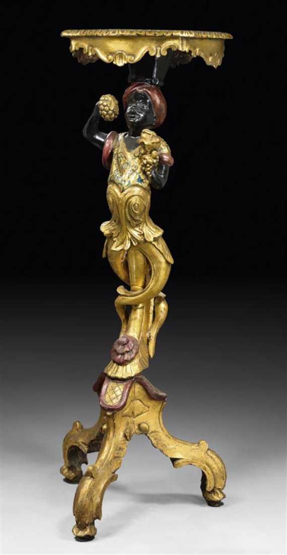 Appraisal: PAINTED PORTE-TORCHERE A L'ORIENTAL late Louis XV Venice th century