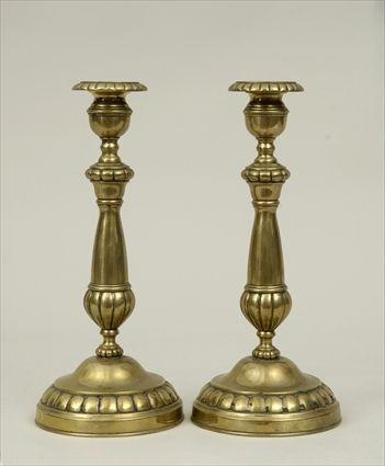 Appraisal: Pair of English Brass Candlesticks in in diam