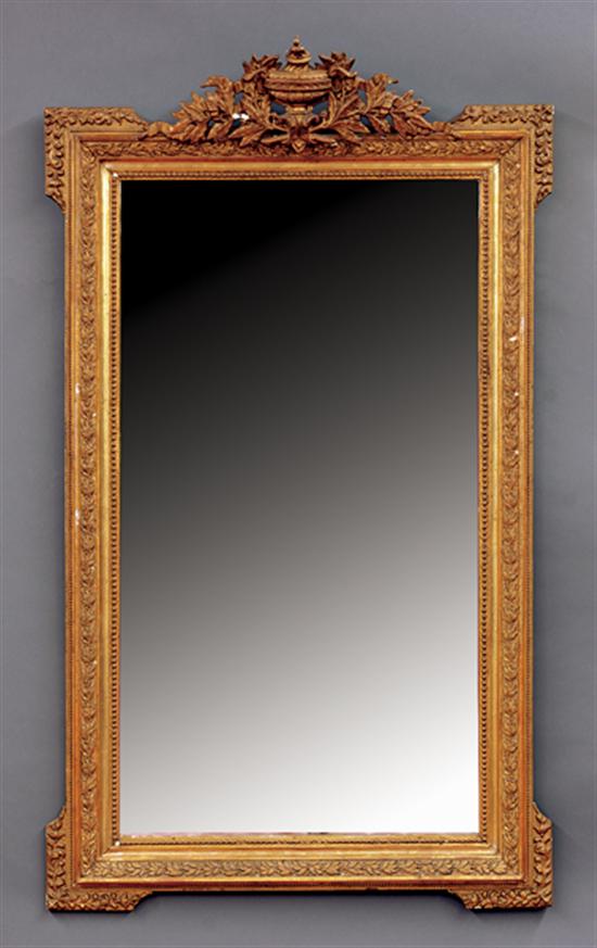 Appraisal: Continental carved giltwood overmantle mirror late th centuryrectangular form surmounted