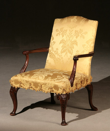 Appraisal: George III Style Mahogany Armchair Late th Century Upholstered in