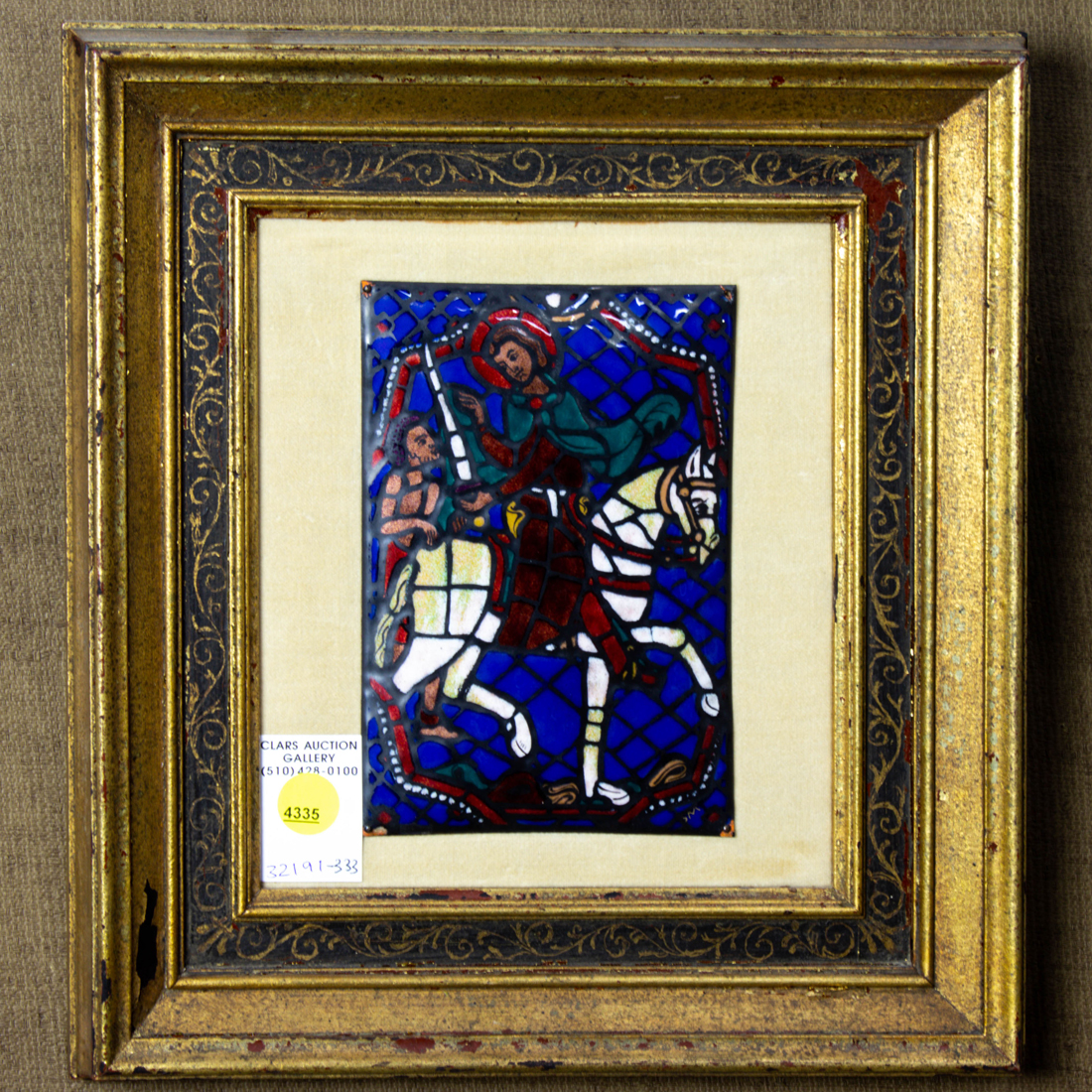 Appraisal: FRAMED ENAMEL ON COPPER PLAQUE OF ST MARTIN OF TOURS