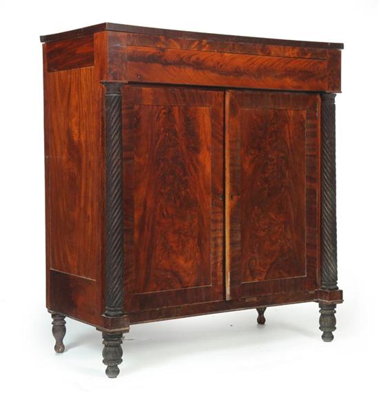 Appraisal: EMPIRE CLASSICAL SIDEBOARD American th century Mahogany and flame veneer