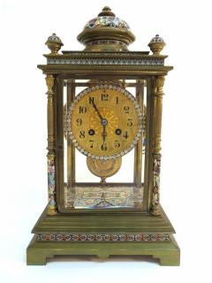 Appraisal: Gilt Brass Champleve Enamel Paste Set Clock Gilt Brass Champleve