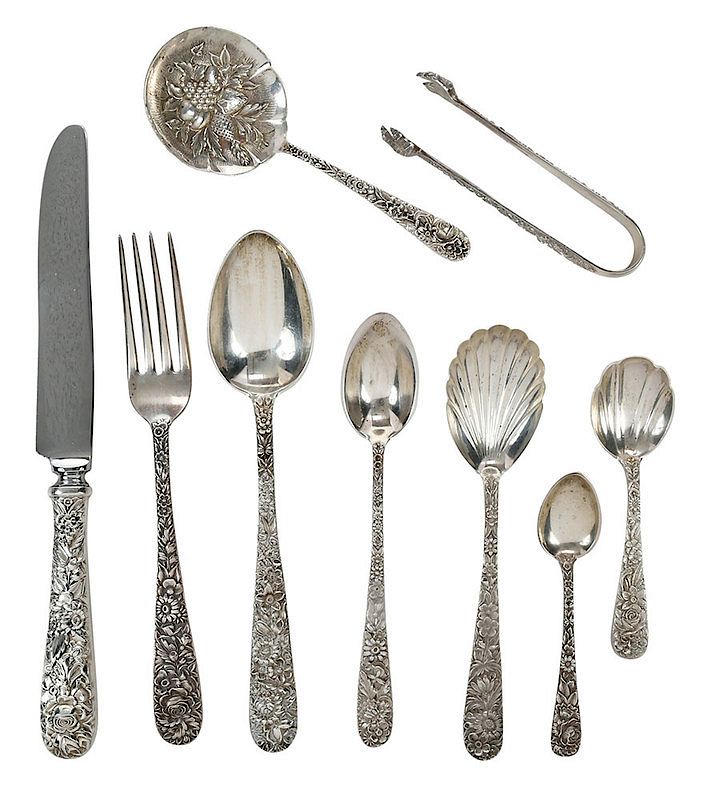 Appraisal: Kirk Repousse Sterling Flatware Pieces American th century including four