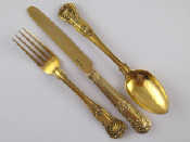 Appraisal: A Victorian silver gilt knife fork and spoon set King's