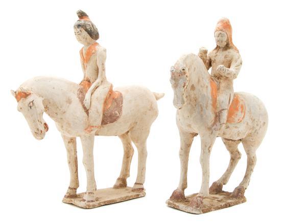 Appraisal: A Group of Two Chinese Pottery Figures Tang dynasty depicting