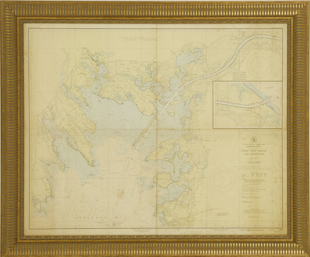 Appraisal: FRAMED U S GEODETIC SURVEY CHART Cape Cod Canal and