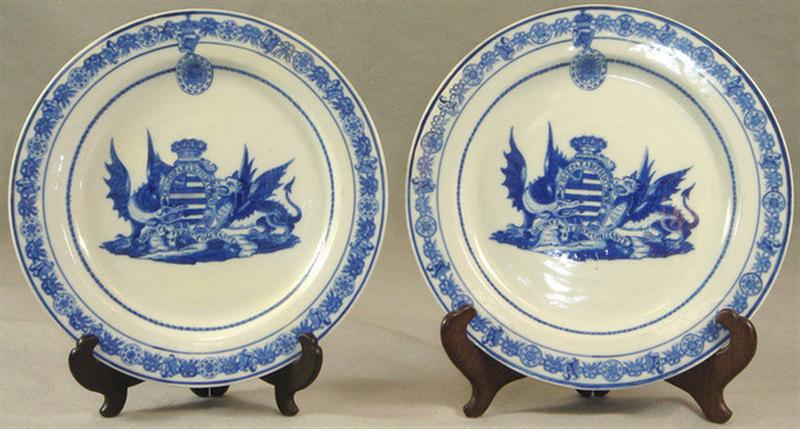 Appraisal: Pair of th c Chinese export porcelain Armorial plates both