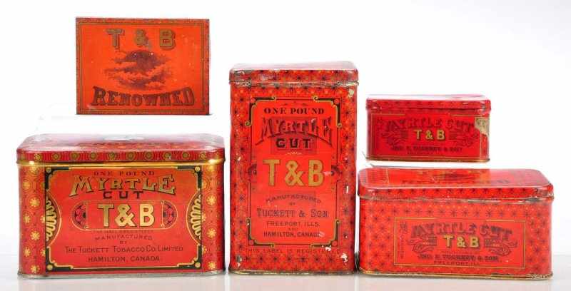 Appraisal: Lot of T B Tobacco Tins Description Lot includes size