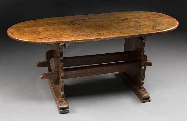 Appraisal: A Continental Baroque pine table early th century The oval