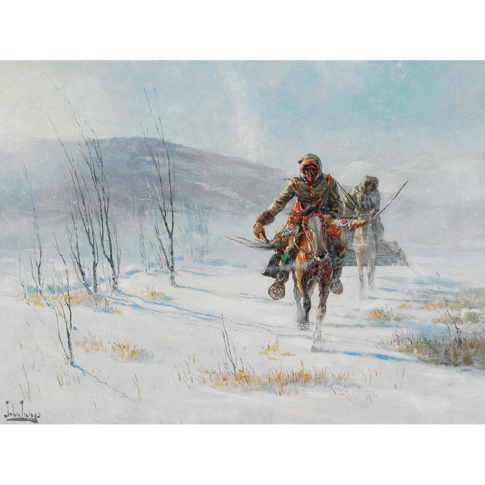 Appraisal: JOHN INNES O S A INDIANS IN A BLIZZARD oil