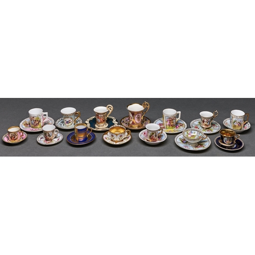 Appraisal: Fourteen German and other cabinet cups and saucers early th