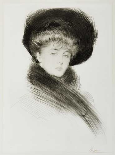 Appraisal: PAUL C SAR HELLEU l gante au Chapeau Drypoint circa