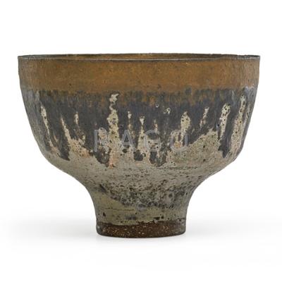 Appraisal: LUCIE RIE - Glazed stoneware footed bowl golden manganese lip