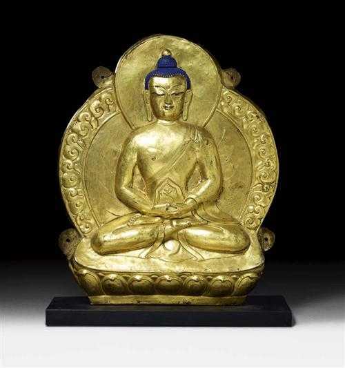 Appraisal: REPOUSS RELIEF OF A BUDDHA Tibet th century H cm