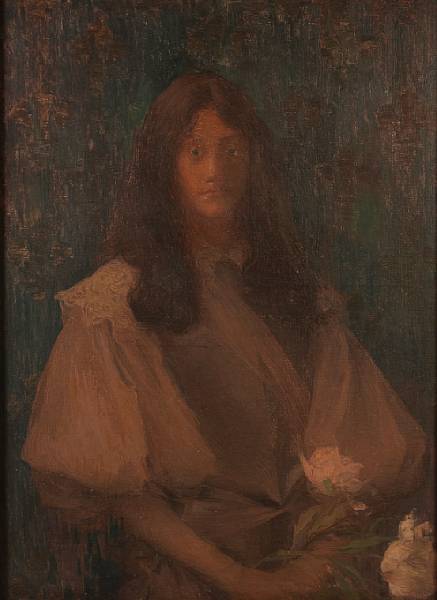 Appraisal: Property of Albert Boime A portrait of a lady holding