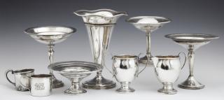 Appraisal: Nine Pieces of Sterling consisting of a weighted vase four