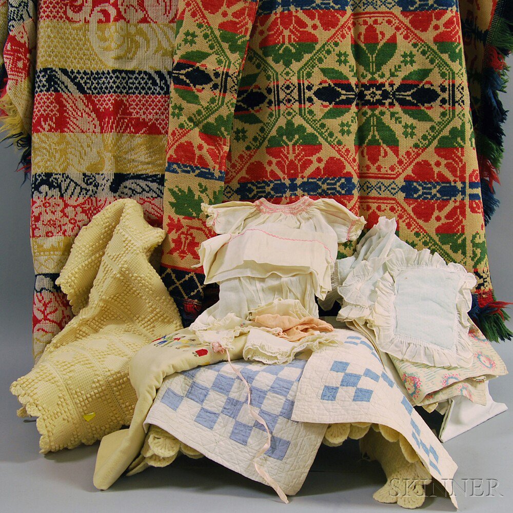 Appraisal: Assorted Group of Doll Bedding Blankets and Two Coverlets three